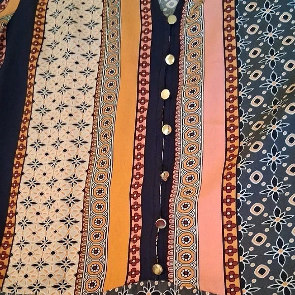 LOFT Navy and Orange Patterned Long Sleeve Dress. Good Condition Size Small - Picture 17 of 17